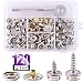 Swpeet 120Pcs Sliver Fastener Screw Snaps With 1Pcs Snap Setting Tool Kit, Stud Snap with 3/8 Inch and 5/8 Inch Stainless Steel Screw, Snap Button Screw-In Studs Pack For Furniture Canvas Fabric Boats