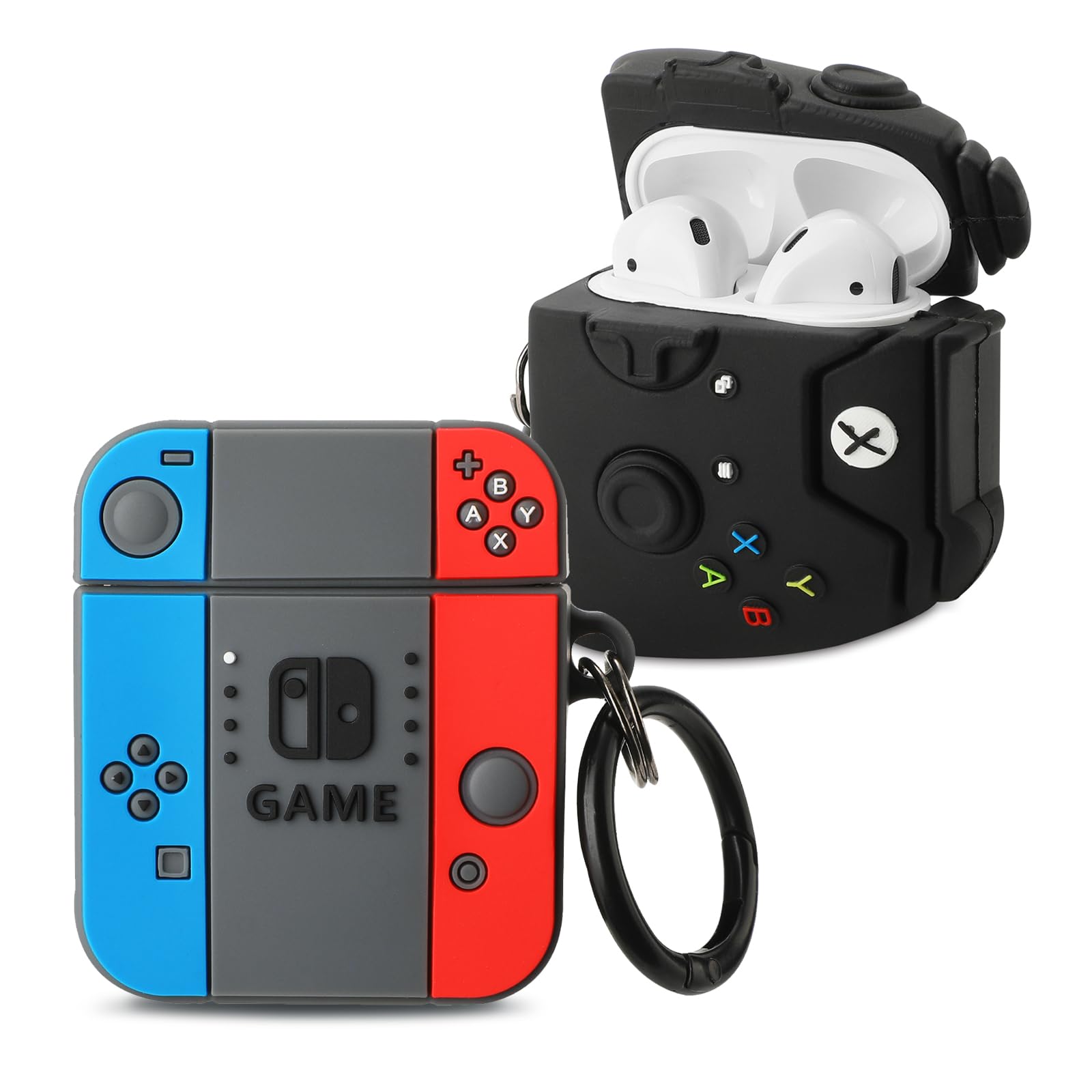 Photo 1 of [2Pack] Gedicht for Airpods 2nd Generation Case, Cute AirPods 1st Generation Cartoon Case,Unique Design Funny Fun Kawaii 3D Cartoon Characters Silicone AirPods 1&2 Case for Men Women,Games Console