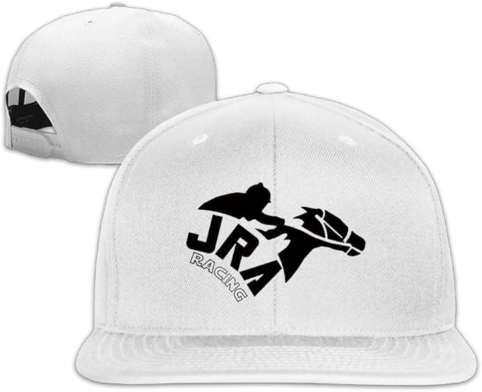 Amazon エビツ 男女兼用 競馬 ロゴ ヒップホップ 平らつば キャップ 帽子 ホワイト キャップ 通販