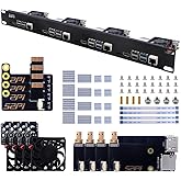 GeeekPi 1U Rack Kit for Raspberry Pi 4, 1U Rackmount Supports 1-4 Units with 4pcs Fans, Aluminum Heatsinks, Micro HDMI Boards