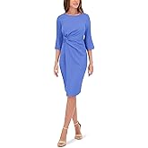 Kensie Womens Belle Sleeve Scuba Crepe Midi Dress