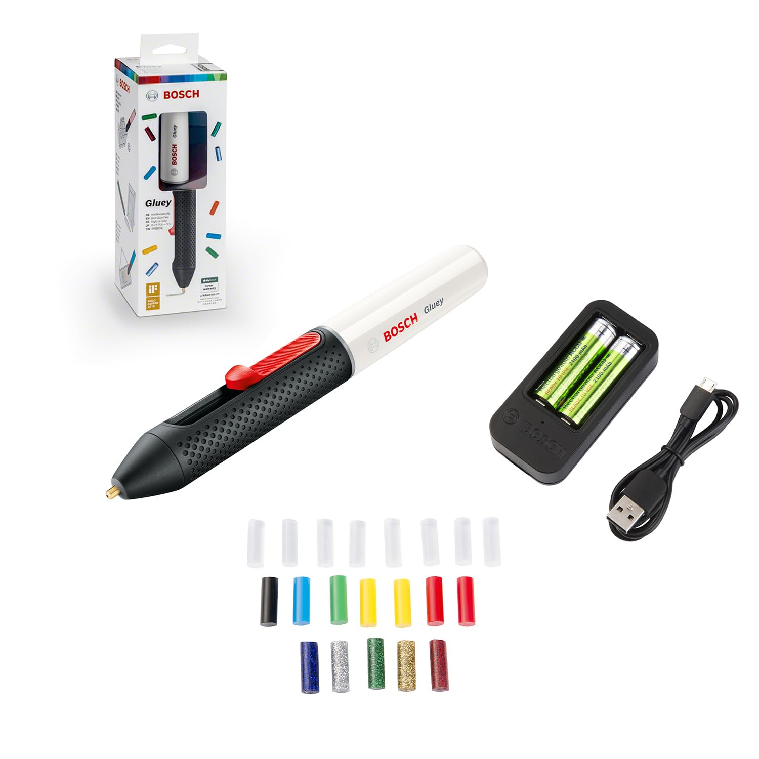 Bosch Home And Garden Home And Garden Pistolet À Colle Chaude Sans-Fil Bosch - Gluey Marshmallow (Livré Avec 20 X Mini-Sticks De Colle, 2 X Batteries Rechargeables Et 1 Chargeur Usb)