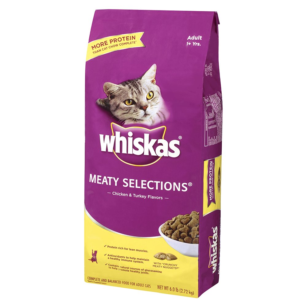 whiskas meaty selections chicken and turkey flavors dry cat food 15 pounds