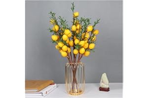 XIZHI 6Pcs 19" Lemon Decor Fake Lemons Branch Beautiful Yellow Lemon Branches Decoration for Home Holiday Farmhouse Table Centerpiece and Home Christmas Decoration