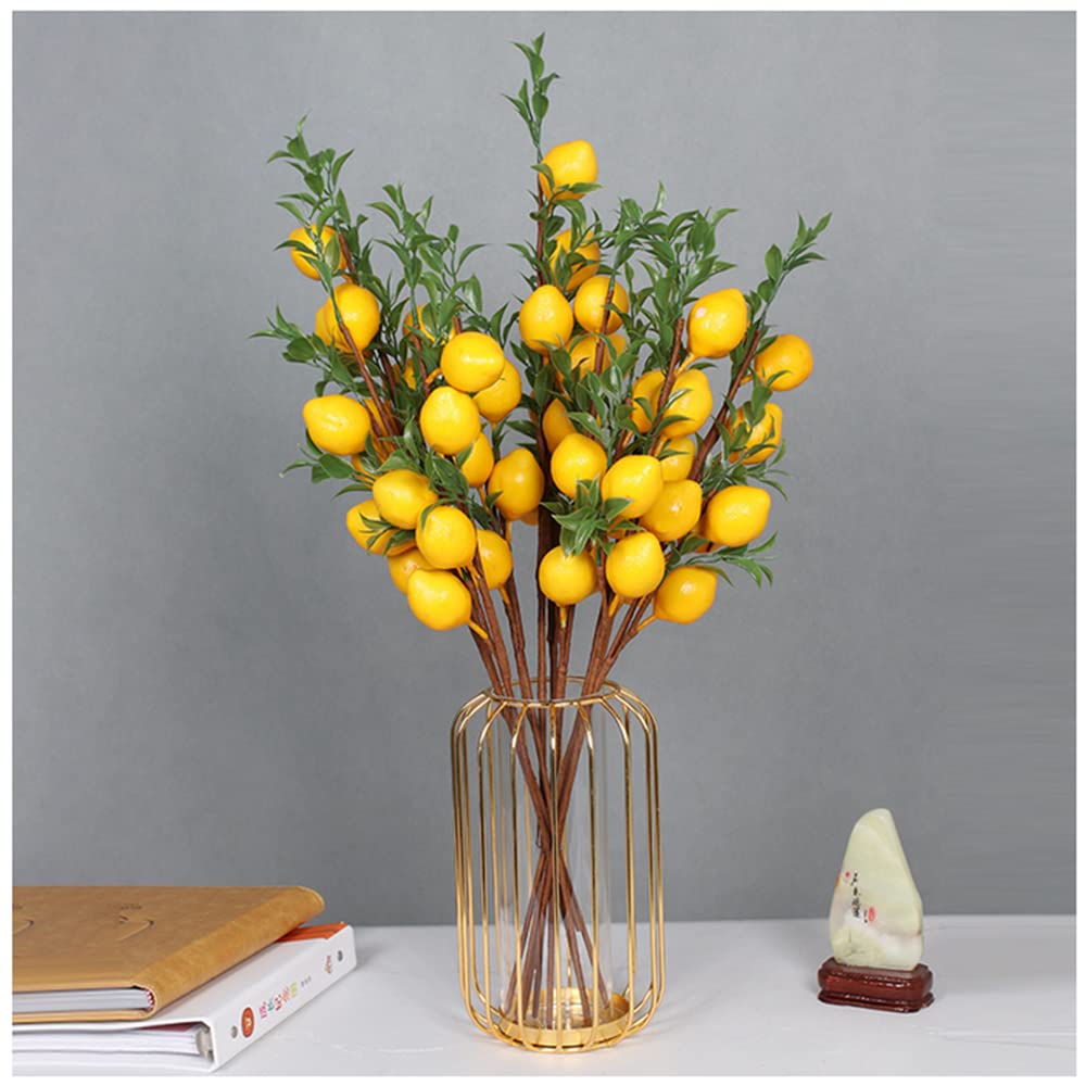XIZHI 6Pcs 19" Lemon Decor Fake Lemons Branch Beautiful Yellow Lemon Branches Decoration for Home Holiday Farmhouse Table Centerpiece and Home Christmas Decoration