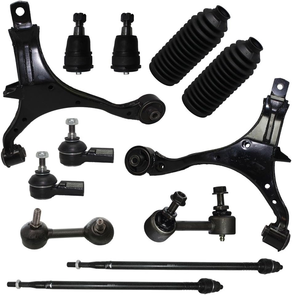 Detroit Axle - 12pc Front Suspension Kit for 2002 2003 2004 2005 2006 Honda CR- Both (2) Front Lower Control Arms, 2 Lower Ball Joints, All 4 Inner & Outer Tie Rod, 2 Sway Bar, 2 Tie Rod Boots