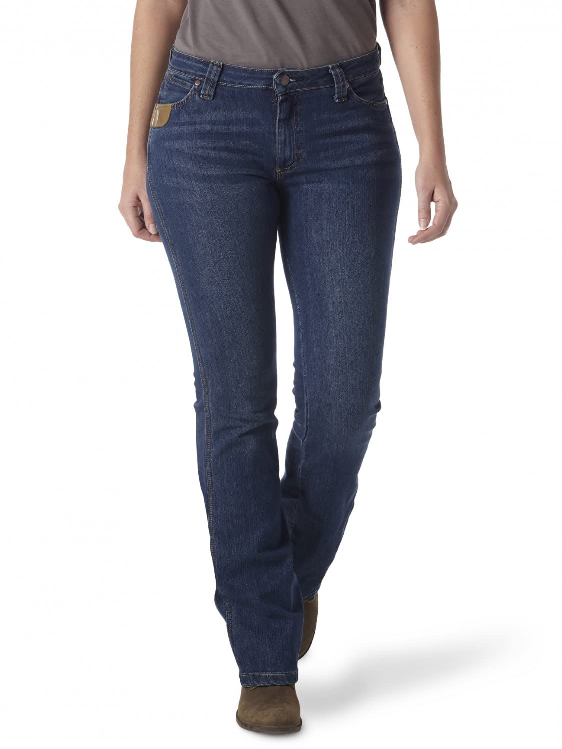 Wrangler Riggs Workwear Womens 5 Pocket Boot Cut Jean Work Utility Pants, Light Stone, 2-32 US