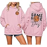Migxsaf Basketball Hoodie Mom Game Day Sweatshirts for Women Mama Funny Sweatshirt Gifts Graphic Hoodies Vintage Pullover