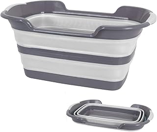 Spetebo Wäschekorb faltbar 60x40 cm in weiß - Faltbarer Wäschesammler aus Silikon und Kunststoff - Aufbewahrungskorb einfach klappbar