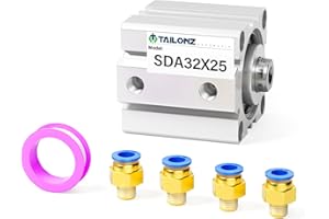 TAILONZ PNEUMATIC 32mm Bore 25mm Stroke Pneumatic Small Thin Cylinder Aluminum Pneumatic Air Cylinder SDA32-25