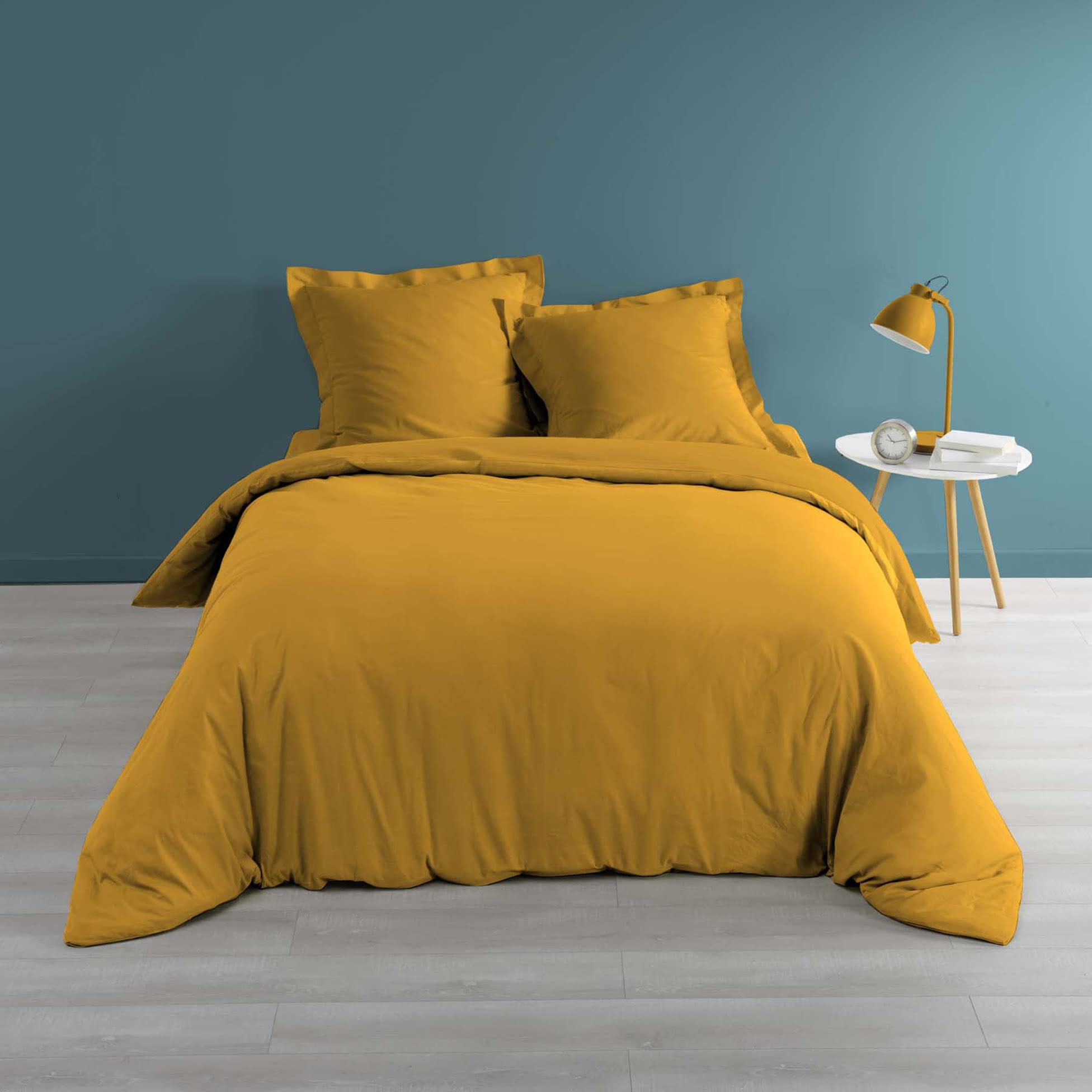 douceur d'intérieur, Duvet Cover (240 x 220 cm) Percaline Ochre, Cotton Percale