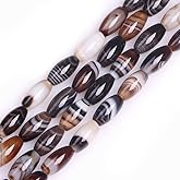 GEM-Inside Natural 8x16mm Oval Olives Shape Botswana Onyx Sardonyx Agate Stone Beads for Jewelry Making Loose Beads Strand 15"