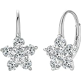 Moissanite Earrings for Women, 925 Sterling Silver 1.2ct D Color Brilliant Round Cut Moissanite Hoop Huggie Earring, Hypoallergenic Leverback Drop Dangle Earrings Christmas Birthday Jewelry Gifts