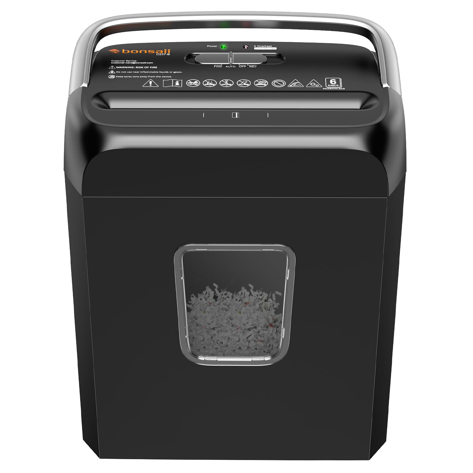 Bonsaii 5-6 Sheet Cross Cut Paper Shredder for Home use, 3.4 Gal Bin
