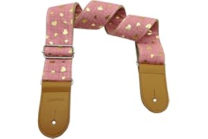 Xinlinke Girls Guitar Strap Pink Cotton Heart Pattern Electric Acoustic Guitar Bass Music Accessories