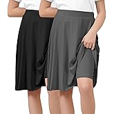 Zando Girls 2 Pack A Line Skirt with Shorts | Knee Length Uniform Skort | Back to School Outfits for Playtime Size 6-14