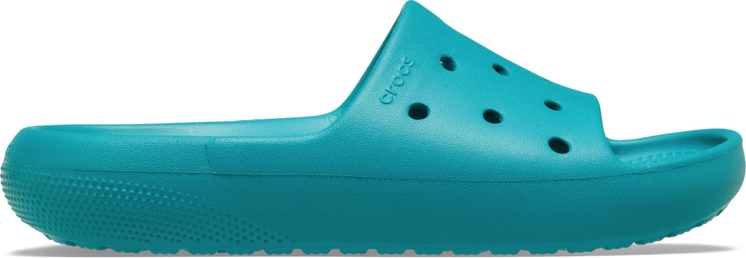 Crocs Unisex Classic Slide V2 Slide Sandals, Turbo Teal, 12-13 Image Crocs Unisex Classic Slide V2 Slide Sandals, Turbo Teal, 12-13 Image