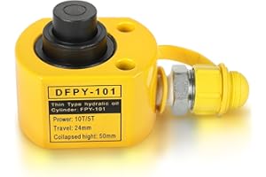 POWLAB 10T Multistage Hydraulic Ram Jack - Low Profile, 1" Stroke Lifting Cylinder, Mini Portable for Machinery, Bridge, Construction - Industrial-Grade Multi-Section Hydraulic Jack