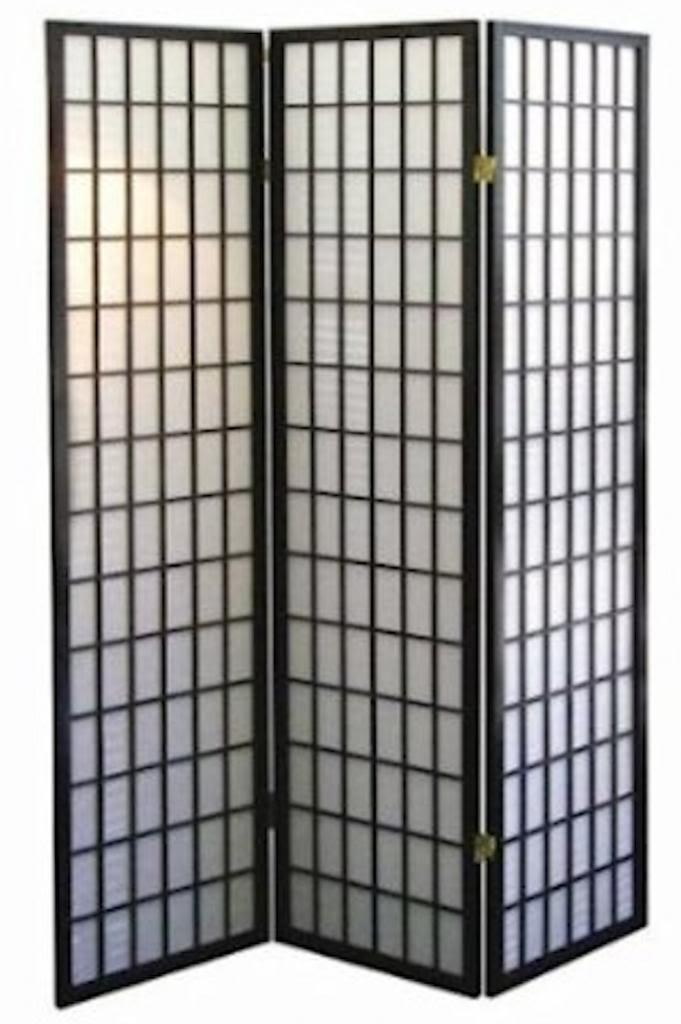 Legacy Decor 3 Panel Japanese Oriental Style Room Screen Divider Black