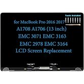LCD Screen Replacement for MacBook Pro A1708 A1706 Late 2016 Mid 2017 EMC 3071 EMC 3163 EMC 3164 Retina Full LED Display Hinge Cover Assembly 661-05095 661-05096 (Silver)