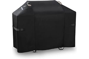 KINGLY Heavy Duty 58 Inch Grill Cover for Weber Genesis 300 & Genesis II 300 Series,600D Waterproof Fade Resistant BBQ Gas Grill Cover for Outdoor Grill with Straps,Compared to Weber 7130