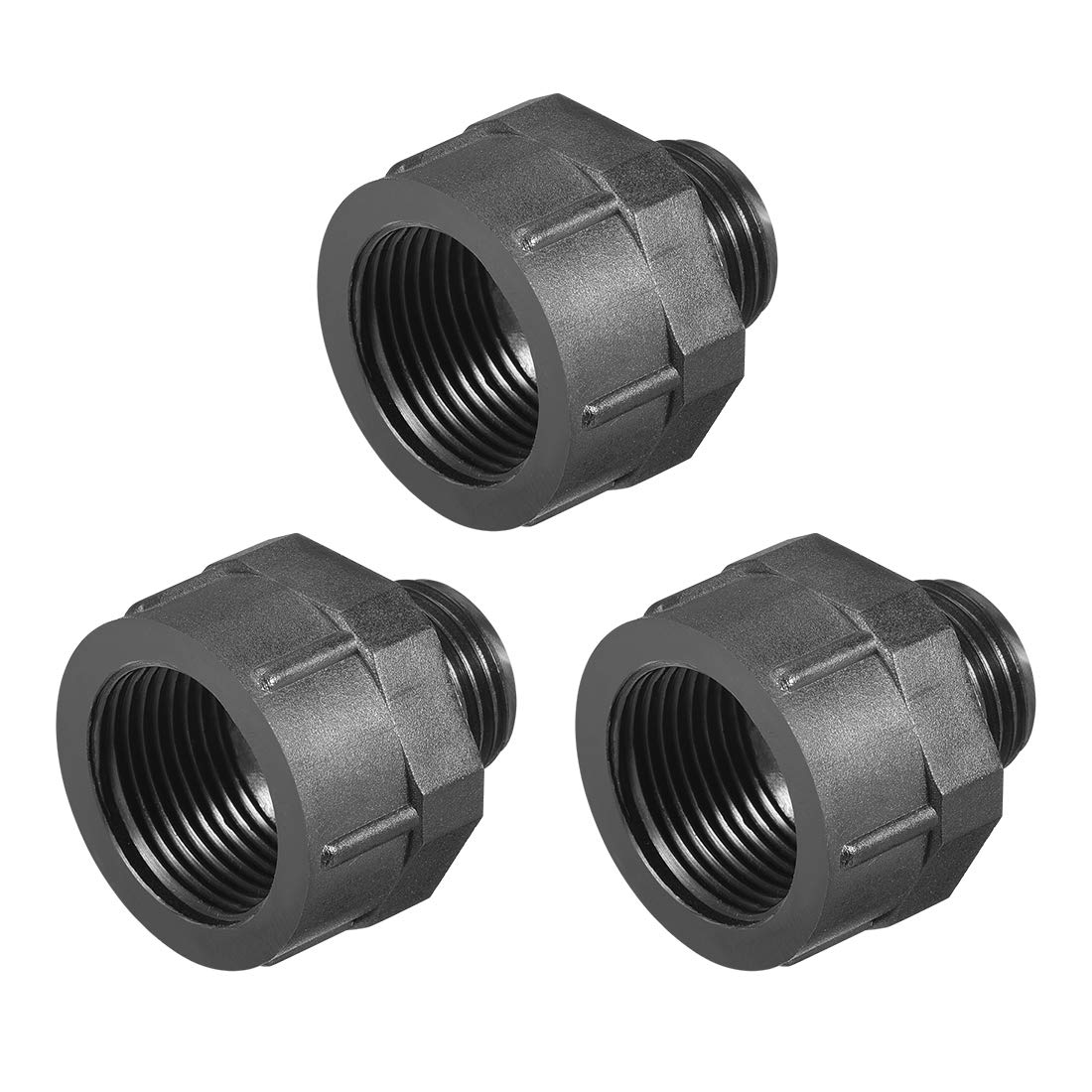 sourcing map Threaded Bushings Nylon Connector Adaptor M16 Outer Thread to M20 Inner Thread Black, 3 Pcs