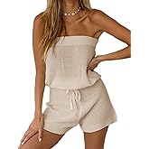 Chang Yun Womens Summer Jumpsuits Casual Loose Sleeveless Off Shoulder Elastic Waist Romper Loungewear Two Piece Outfits