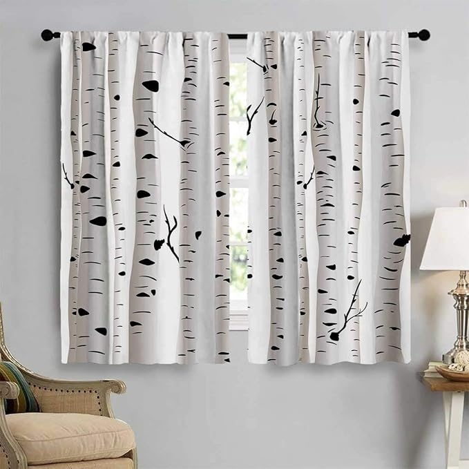 Antufour Birch Tree,Blackout Curtain,Forest Seasonal Nature Woodland