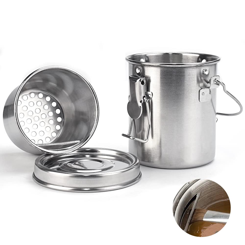 WENRERO Portable Stainless Steel Air Tight Brush Washer Artist Brush Washing Bucket Leak-Proof Wash Pen Barrel Pot with Lid & Handle & Filter Screen for Oil Painting & Watercolour, Silver