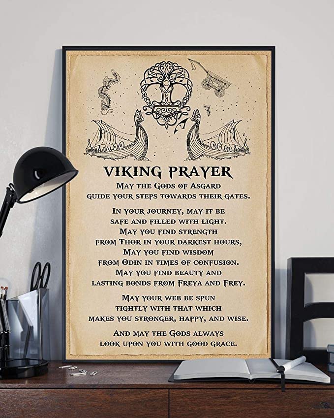 Viking Prayer Metal Signs Vintage Home Wall Decor Viking Tin Posters Cafe Bar Living Room Bathroom Kitchen Home Art Wall Decor Plaque Metal Tin Vintage Sign Funny Wall Art Sign 8x12 Inch