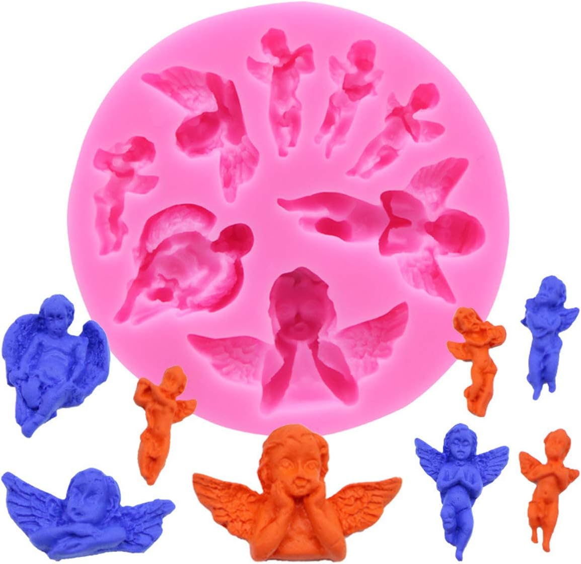 TechsonAngel Baby Fondant Mold, Handmade Silicone Cake Chocolate Decorating Mould, 3D Lovely Angel Shape Polymer Clay Mold