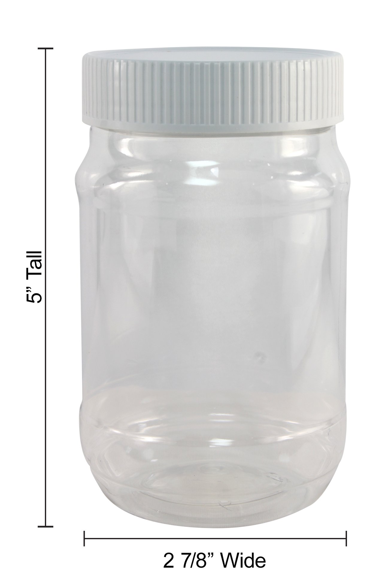 Crystal Clear Plastic Jars with Screw on Lids 16 oz Set 6 Wide Mouth By
