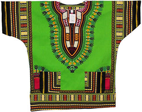 African Planet Trendy Hippie Festival Shirt Boho Party African Tribal Top Green