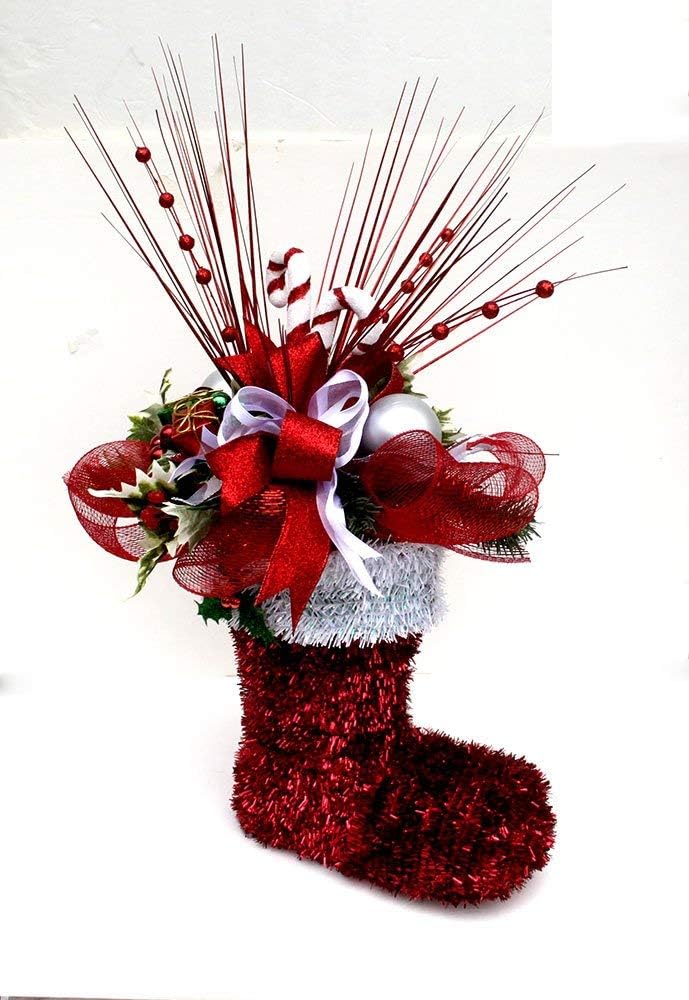 Christmas santa boot table centerpiece, candy cane arrangement, Holiday Table Décor, Christmas Arrangement, gift