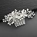 Mariell Bridal Hair Comb for Brides with Freshwater Pearl, Hand-Painted Enamel Leaves & Austrian Crystals