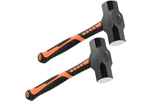 JOIKIT 2 PCS 3 Pound Sledge Hammer, Drilling/Crack Hammer with Forged Steel Head and Shock Reduction Grip, Solid Construction