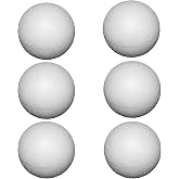 Meuey Lyot 6 Pack 3 Inch Polystyrene Balls for Crafts White Foam Spheres | Smooth Lightweight Blanks, Easy to Paint and Cut, 