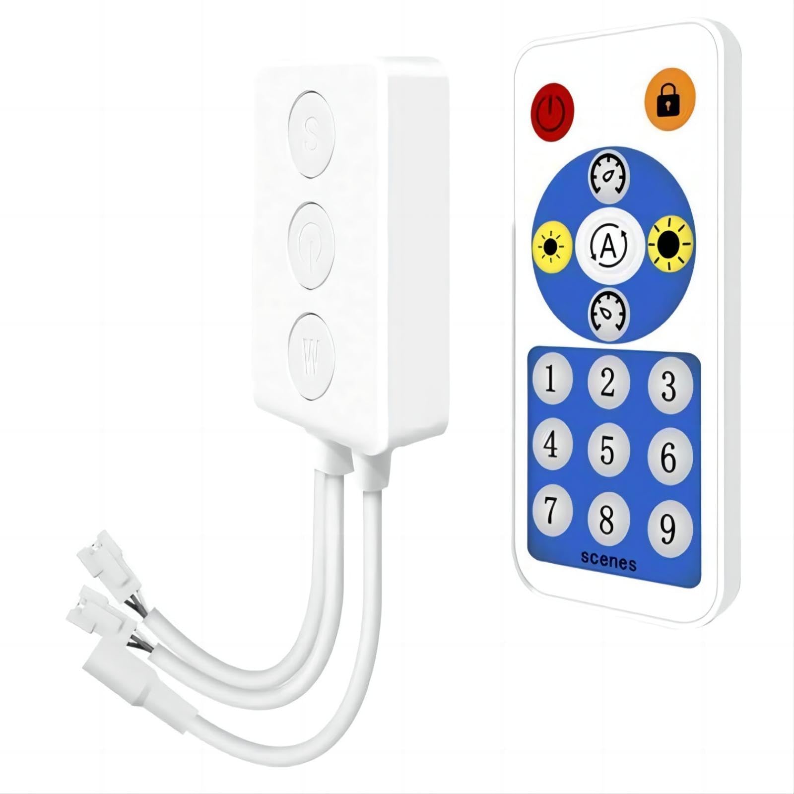 BTF-LIGHTING WS2812B 1903 Built-in Mic Music SP601E Bluetooth Controller with Dual Signal Output Ports for LED Module Pixel Strip Light Andriod iOS APP /3 Keys Button/RF Remote Control