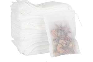 VTECHOLOGY 400Pcs Tea Filter Bags Unbleached Empty Non-Woven Fabric Drawstring Tea Bags for Loose Leaf Tea, Coffee, Spice, He