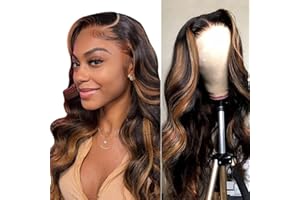 IDHERE Highlight Lace Front Wig Human Hair Body Wave Ombre Honey Blonde 13x4 Transparent Lace Front Wigs For Women Ombre Brown Lace Front Human Hair Wigs 180% Density Colored 20 Inch 1B/30 Highlight Wig