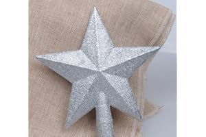 MYUBWTF Silver Mini Christmas Tree Top, 9" Hollow Pentagram Tree Ornament, Insert Christmas Tree Ornament, Christmas Tree Topper for Christmas Decoration or Home Decoration