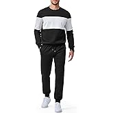 Dokotoo Men Men's 2 Piece Sweatsuits Outfits Casual Crewneck Color Block Sweatshirt Joggers Sweatpants Set Tracksuit