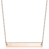Zillaly Gold Silver Rose Gold Horizontal Bar Necklace Stainless Steel 18K Gold Plated Bar Necklace Ladies Adjustable Chain