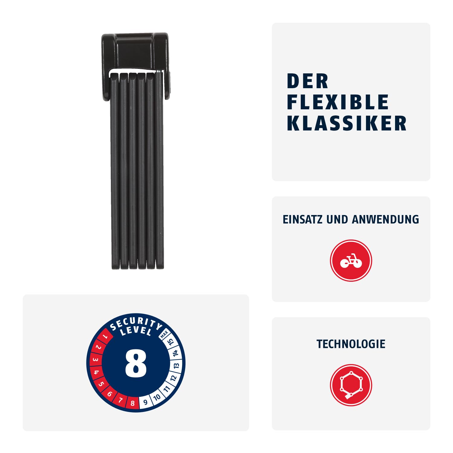 ABUS Faltschloss Bordo Classic 5900/90 ST mit Schlosstasche - Fahrradschloss aus gehärtetem Stahl - ABUS-Sicherheitslevel 8 2