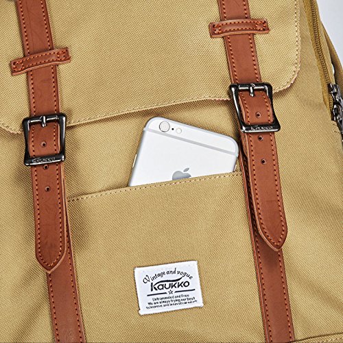 Lightweight Outdoor Travel Backpack Casual Hiking&Camping Rucksack School Daypack Laptop Backpack for 15" Laptop & Tablets by KAUKKO(1NYLON-KHKAI) - Thumbnail 6