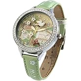 DREAMING Q&P Cute Bowknot Bunny Girl's Teenagers' Wrist Watches,Butterfly Dial,Leather Strap Golden Case fq062