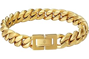 KRKC&CO Men’s Cuban Link Bracelet, Christmas Gift 18K Gold Plated/Stainless Steel Bracelet 8/10/12mm, Anti-Allergies Anti-Tar