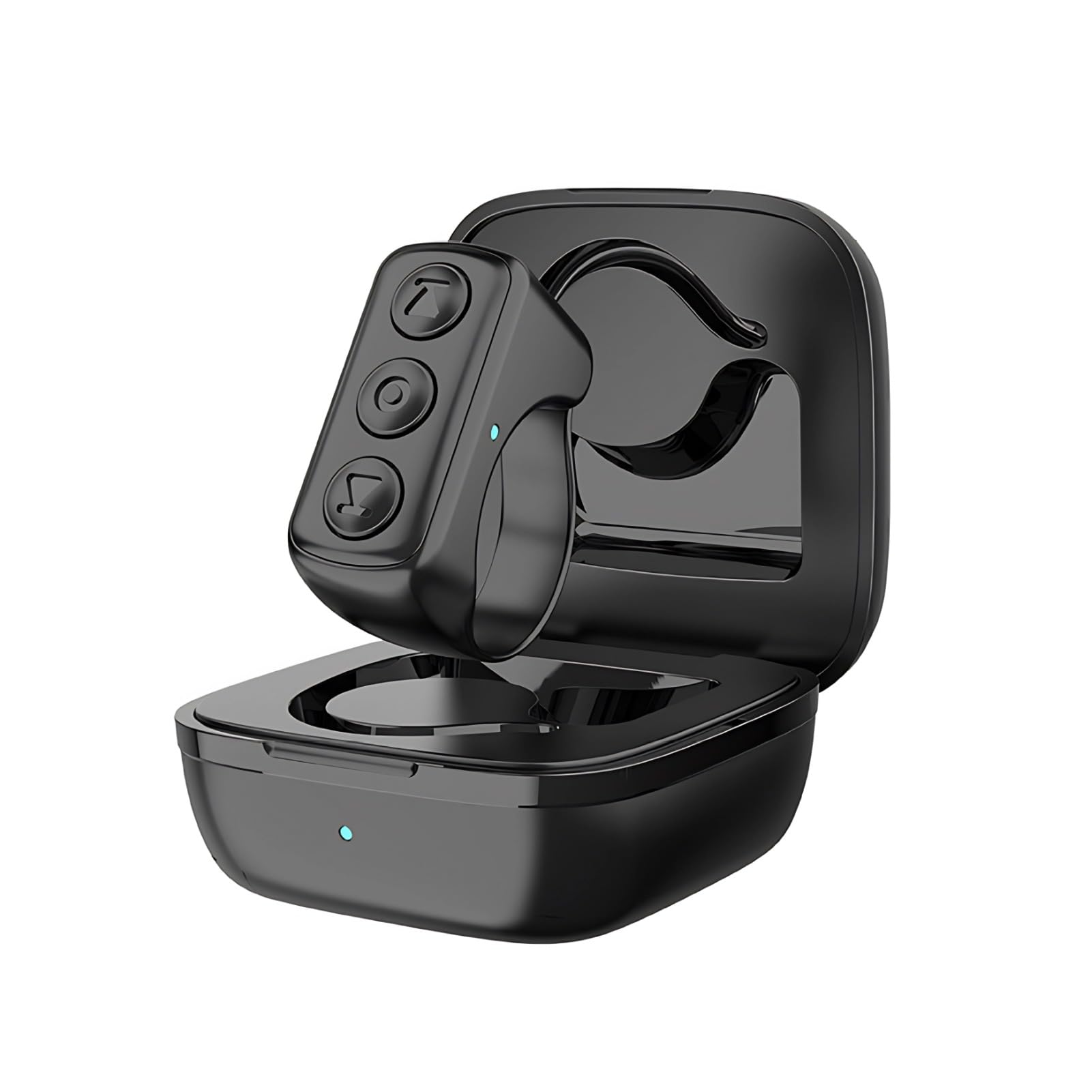 Bluetooth Remote Control for App Page Turner, Finger Scrolling Ring Clicker Tablet Cell Phone Camera Shutter Selfie Remote with Chargeing Case (Black)