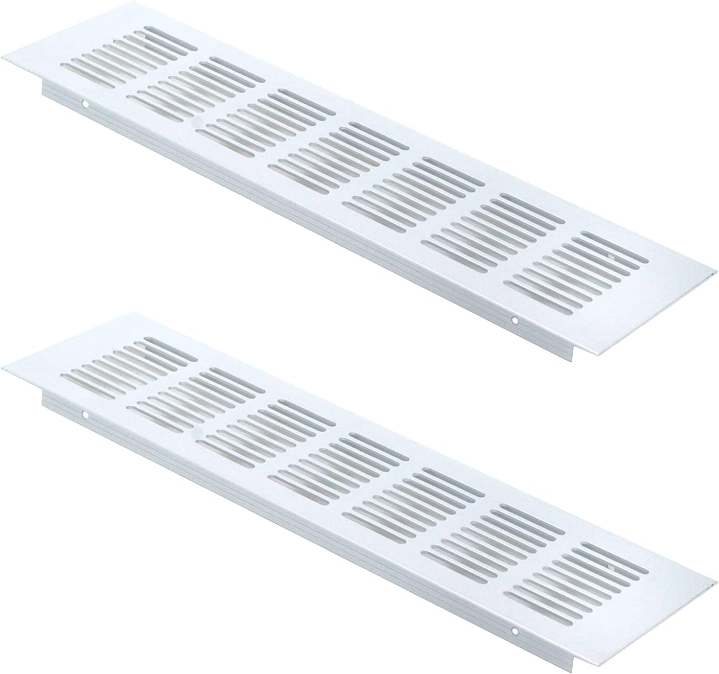 Registers, Grilles & Vents - Geesatis 12 x 3 inch / 300 x 80 mm Rectangle Shape Mesh Air Vent for Cabinet Shoe Cabinet Hardware Accessories Ventilation Cover, with Mounting Screws, White, 2 Pcs