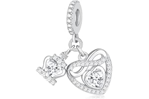 BETTY&SARAH Birthstone Charms for Pandora Charms Bracelets - 925 Sterling Silver Infinity Heart Dangle Charm fit Bracelet and Necklace Birthday Jewelry Gifts For Women
